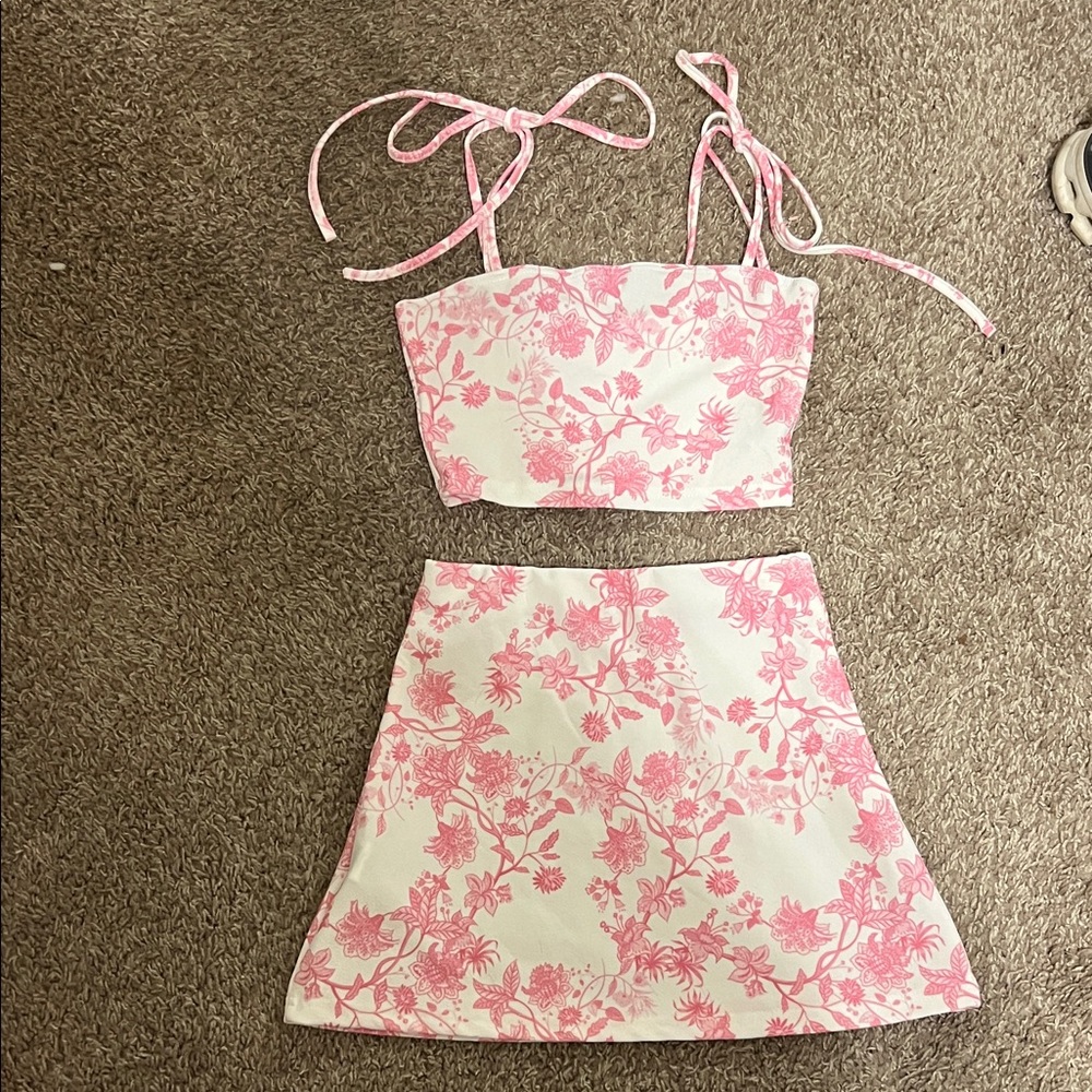 Pink Floral Two-Piece Set